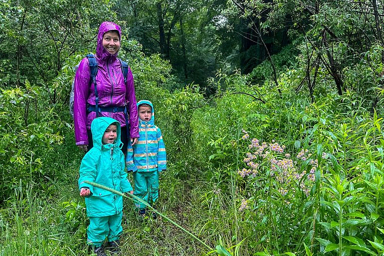 hiking in the rain