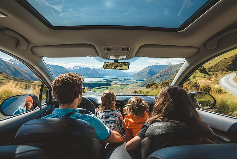 family enjoying a long-term car rental
