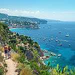 Enjoying panoramic views of the French Riviera from a coastal trail near Monaco, the perfect start to French Riviera holidays.