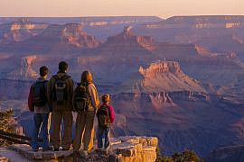 Sunrise at Mather Point, Grand Canyon National Park (South Rim), a classic Multigenerational Travel moment where panoramic views and easy rim trails welcome every age.