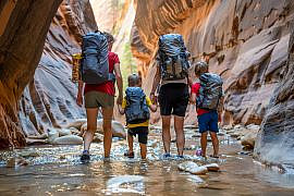 Fueling up for the Narrows in Zion National Park, Utah—healthy snacks for kids packed and ready for a full day on the trail.