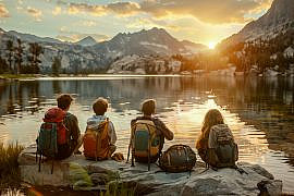 Family hiking Cascade Mountain Adirondacks showing benefits of travel for kids through outdoor adventure