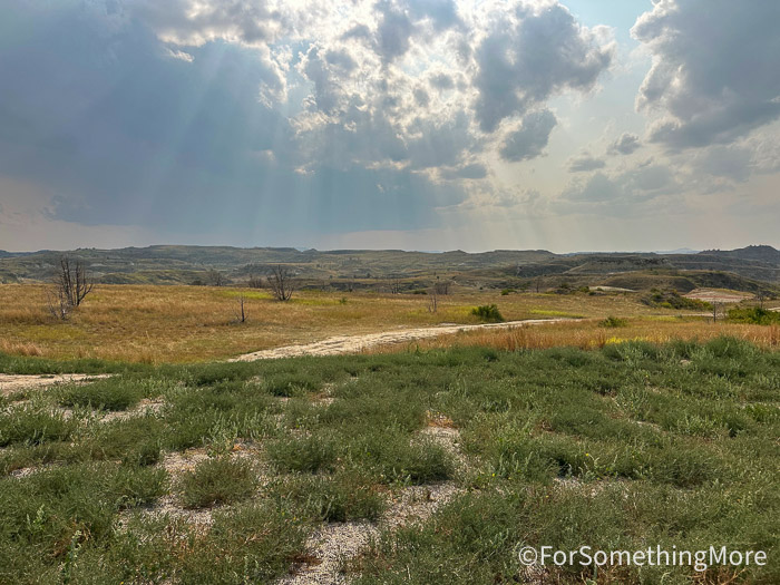 Storm clouds over the North Dakota Badlands near the Theodore Roosevelt Presidential Library.